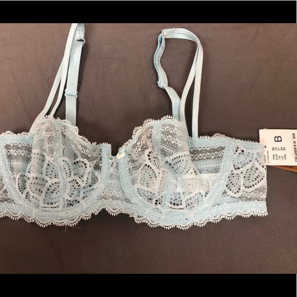 Chantelle bra 34B 34 b blue lace underwire new NWT